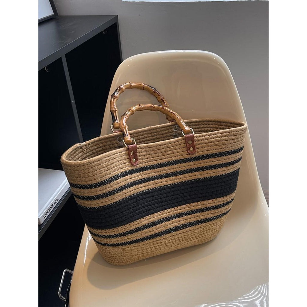 Handmade Woven Shoulder Bag, Cotton rope woven bag Woven bag Braided strap bag, Chic woven bag featuring a braided strap It's very suitable for chill-out, minimalist