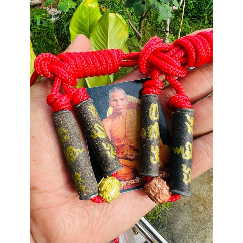 Waist belt, double Takrud poisoned with medicine to suppress ghosts, Protected from black magic attacks and negative spirit entities. By Por Than Iad, Khan Prachasan Temple, Phatthalung