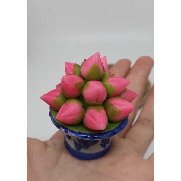 Clay garland, small size Handmade from Japanese clay meticulous, miniature beautiful and realistic.Lotus tray, lotus bud, offering tray, Buddha offering tray, sacred offering tray Durable lifespan 5-10 years