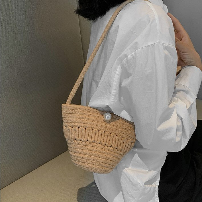 Handmade Hand Woven Shoulder, Woven bag Braided strap bag, hobo style, beautiful Shoulder made from braided rope and has a long strap.