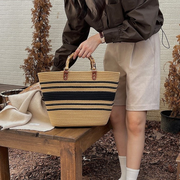 Handmade Woven Shoulder Bag, Cotton rope woven bag Woven bag Braided strap bag, Chic woven bag featuring a braided strap It's very suitable for chill-out, minimalist