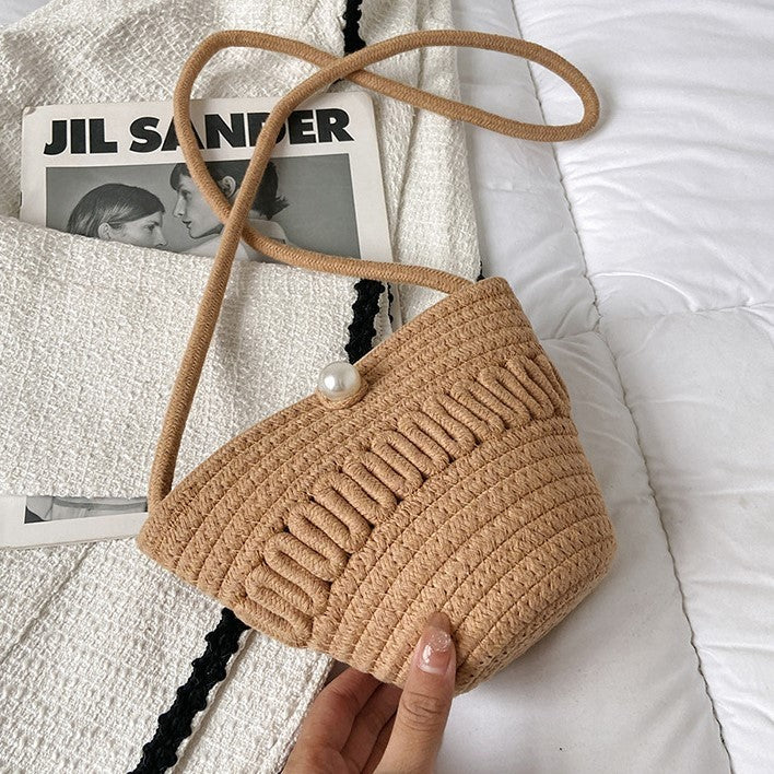 Handmade Hand Woven Shoulder, Woven bag Braided strap bag, hobo style, beautiful Shoulder made from braided rope and has a long strap.