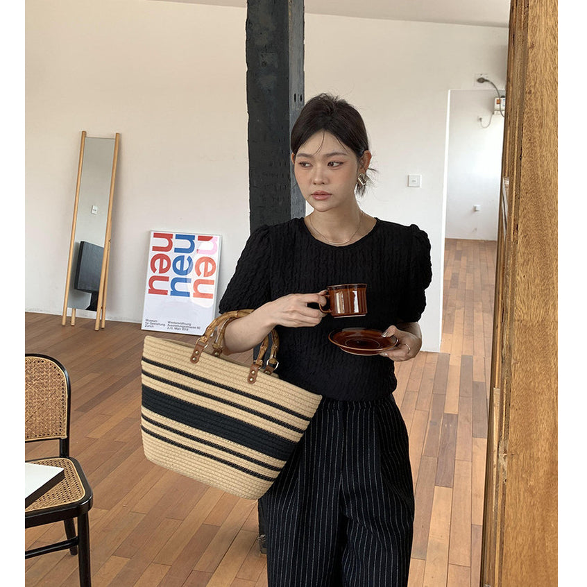 Handmade Woven Shoulder Bag, Cotton rope woven bag Woven bag Braided strap bag, Chic woven bag featuring a braided strap It's very suitable for chill-out, minimalist