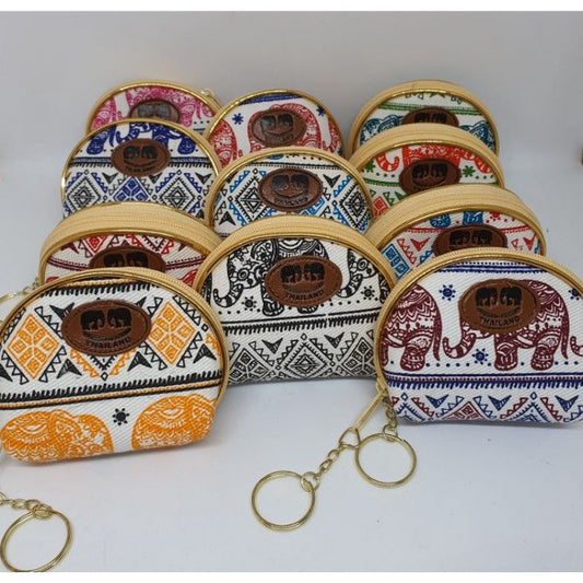 Handmade coin purse Canvas printed The wallet has a lining hold coins, half-folded banknotes, keys, and various cards.