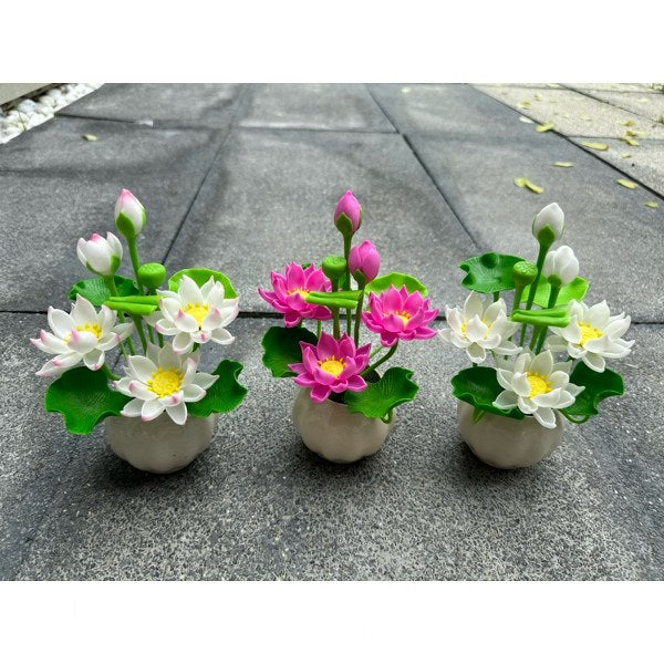 Lotus flowers, lotus basin, 1 pair of clay lotus flowers, 7.5 inches tall.