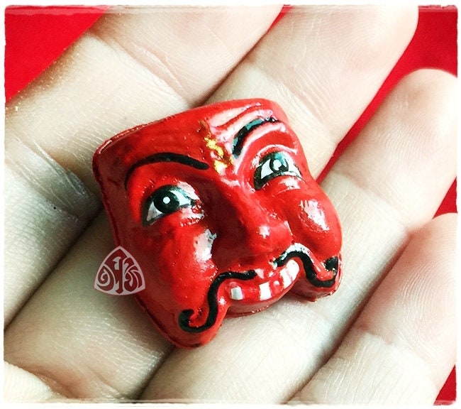 Powerful amulet (Pran Bun Riaksap Mask) Lucky Pendant Thai Amullet For Protection Attract Love Luck Sex and Wealth Richness By Ajarn Nophacha Srithongkong, size 2.5*2.5 cm.