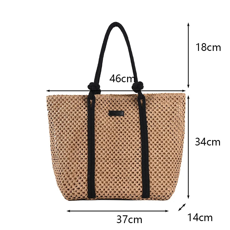 Elegant Ladies Straw Woven Handbag Women Holiday Beach Bag Casual Shopper Tote Top-Handle Bags Fashion Underarm Shoulder Bags