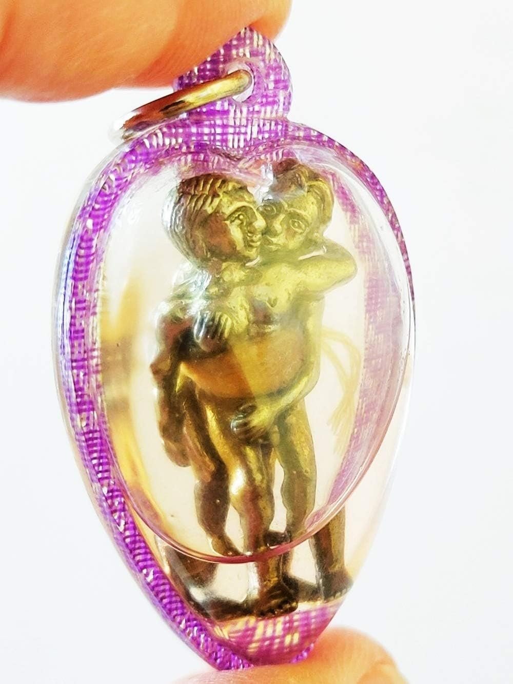 Gay Amulet Pendent Inn koo of Kama Sutra For Gay ,Men love Men, Homosexual and LGBTQ. Made of white gold with The charm oil