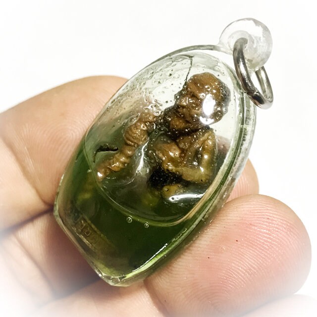 Choo Chok Amulet The old man Chuchok Riak Sap Khor Laew Ruay Paya Khor Powders in Base Bathed in Green Prai Oil 2Takrut Kroo Ba Jao Bun Lerd